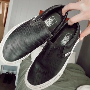 Black Leather Sip on Vans